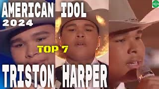 American Idol 2024 TOP 7  Triston Harper “Sand in My Boots” a Song by Morgan Wallen [upl. by Nohtanhoj]