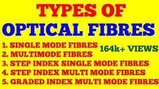 TYPES OF OPTICAL FIBERS  SINGLE MODE MULTI MODE STEP INDEX GRADED INDEX OPTICAL FIBERS  NOTES [upl. by Hamachi595]