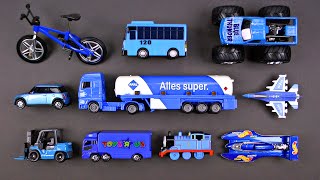 Learning Blue Street Vehicles for Kids  Hot Wheels Matchbox Tomica トミカ Cars and Trucks Tayo 타요 [upl. by Enairb]