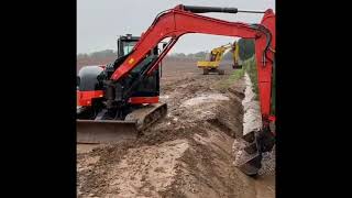 Excavating a drainage ditch with a digger  Cotterill Civils [upl. by Crocker]