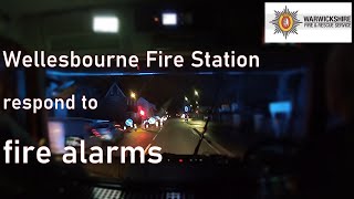 Wellesbourne Fire Station respond to fire alarms in Stratford Warwickshire Fire and Rescue Service [upl. by Anetsirhc]