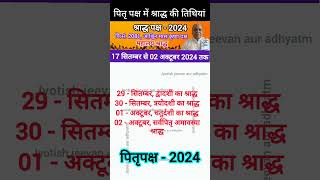 पितृपक्ष में श्राद्ध की तिथियां 2024Shradh paksha [upl. by Olotrab]