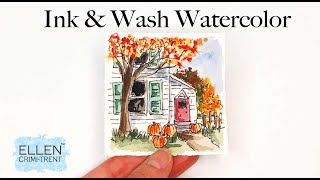 Ink amp Wash Watercolor Tutorial [upl. by Ebarta656]