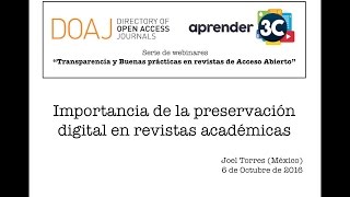 Aprender3C  Importancia de la preservación digital en revistas académicas 1 de 2 [upl. by Agnesse]