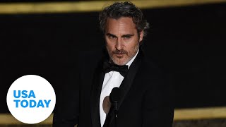 Joaquin Phoenix gives emotional speech at the 2020 Oscars  USA TODAY [upl. by Lukash]