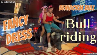 Benidorm bull  fancy dress 👗 bull 🐂 riding  mechanical bull riding  Benidorm bull riding [upl. by Carolynne528]