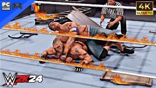 WWE 2K24 JOHN CENA VS BROCK LESNAR  SUMMERSLAM  EXTREAM RULE MATCH  PC GAMES  WWE 2K24 GAMEPLAY [upl. by Arhna748]