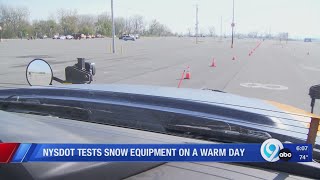 NYSDOT tests snow equipment on a warm day [upl. by Ivah153]