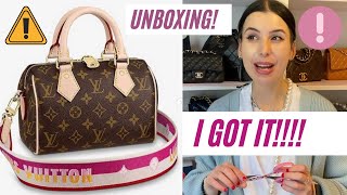 LOUIS VUITTON SPEEDY 20 UNBOXING😱 monogram pink strap rare 2022 LV [upl. by Dorin]