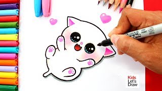 Aprende a dibujar un GATITO BEBÉ Kawaii  How to Draw a Cute Baby Kitten [upl. by Ayk118]