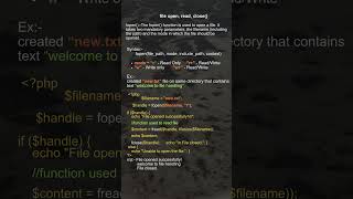 File open read close functions in php shorts [upl. by Hogen]
