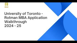 How to Apply to Rotman MBA Walkthrough of the Rotman MBA 2024 application [upl. by Lerud]