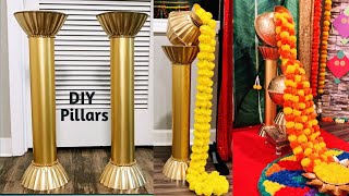 DIY Decorative Pillars  DIY Golden pots  DIY Decorative Side stands  Home Decoration Ideas [upl. by Etnahsal]