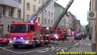 Rauch und Flammen aus Dachgeschoss  2 Alarm Feuerwehr Stuttgart  2 Drehleitern im Einsatz [upl. by Sayed]