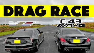 Mercedes Benz C43 AMG vs Cadillac CT5 V suprise follows Drag and Roll Race [upl. by Acissaj]