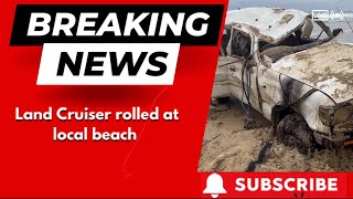 80 series LandCrusier rolled at DOUBLE ISLAND TEEWAH beach driving fail landcruiser 80series [upl. by Lleddaw]