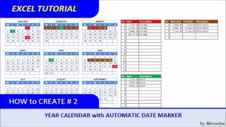 How to Create Excel Calendar for Specific Year with Automatic Date Marker [upl. by Eninnej]