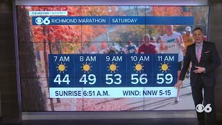 Richmond Marathon Forecast Pretty chilly Saturday morning with lots of sunshine [upl. by Airetahs]