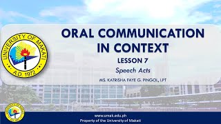 Lesson 7 Speech Acts  Oral Communication in Context [upl. by Adnac]