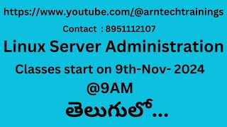 Linux Server Administration Demo Class in Telugu [upl. by Cosmo118]