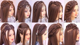 10 super Elegant open hairstyle for Diwali l bridal hairstyles kashees l engagement look [upl. by Iralam92]