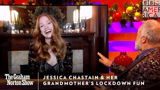 Jessica Chastain amp Her Grandmother’s Lockdown Fun 😁 Graham Norton Show  Fri at 1110c  BBC America [upl. by Odelinda804]