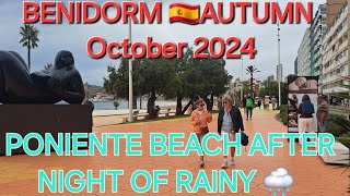 30 MINUTES OF BENIDORM 🇪🇸 PONIENTE BEACH WALK 🌩 OCTOBER 2024  4KHDR Autumn Walking Tour beach [upl. by Adena]