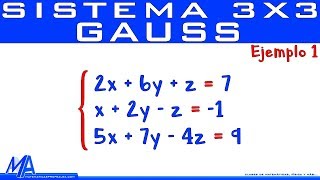 Solución de un sistema de 3x3 método de Gauss  Ejemplo 1 [upl. by Meyeroff]