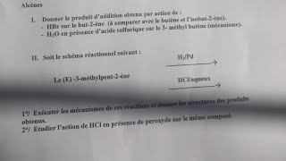 smc4 exercice complet sur les alcènes les hydrocarbures [upl. by Llamaj]