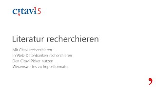 Literatur recherchieren mit Citavi 5 [upl. by Suertemed]