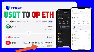 Swap USDT Bep20 to ETH Op Ethereum  BNB to ETH on trust wallet  cross chain swap BNB to OP [upl. by Alveta925]