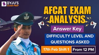 AFCAT 1 2024 Exam Analysis  17th Feb 1st Shift  AFCAT Analysis 2024  AFCAT Exam Answer key [upl. by Mallissa]