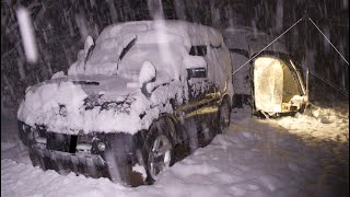 Blizzard Car Camping in a Snow Storm [upl. by Atinrehs581]