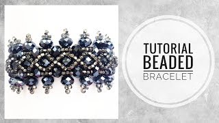 МК  Браслет из бисера и граненых бусин  Tutorial  Beaded bracelet and beads [upl. by Enner]