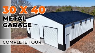 30x40 Steel Metal Building 1200 sq ft Metal Garage Tour  WolfSteel Buildings [upl. by Jayson847]