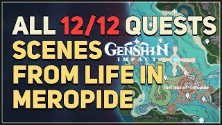 All 12 Scenes from Life in Meropide Genshin Impact Quests [upl. by Einafit]