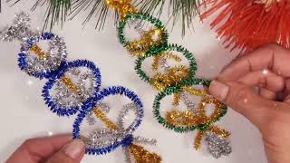 How To Make Christmas Ornaments Out Of Pipe Cleaners Three Easy Ideas 🎄 [upl. by Ys]