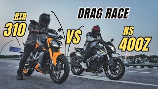 Tvs Apache RTR 310 Vs Bajaj Pulsar Ns400Z Drag Race [upl. by Sacci16]