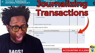 Financial Accounting Basics Analyzing and Journalizing Transactions pt 2  Walkthrough [upl. by Vanhomrigh]