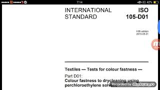 Colour fastness to drycleaning ISO 105 D01 [upl. by Akenal520]