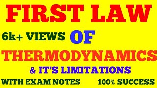 FIRST LAW OF THERMODYNAMICS  1st LAW OF THERMODYNAMICS amp ITS LIMITATIONS  WITH EXAM NOTES [upl. by Ailongam]