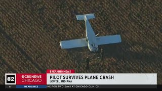 Pilot survives plane crash near Lowell Indiana [upl. by Olivette297]