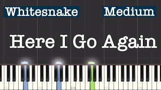 Whitesnake  Here I Go Again Piano Tutorial  Medium [upl. by Balbinder]