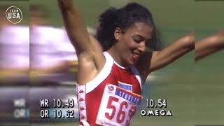 Florence Griffith Joyner Sprints To Gold In Seoul  Gold Medal Moments Presented By HERSHEYS [upl. by Dahs]