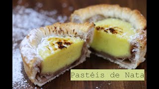 Pastéis de Nata Puff pastry cakes with vanilla filling Blätterteigküchlein mit Vanillefüllung [upl. by Salohcin]