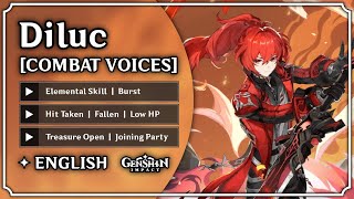 Diluc  All Combat Voice Lines ENGLISH Voice Over  Genshin Impact  M0har1b [upl. by Ati]