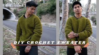 CROCHET SWEATER TUTORIAL FOR BEGINNERS  how to crochet an oversized pullover sweater EASY 💫 [upl. by Eerrahs]