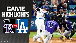 Rockies vs Dodgers Game Highlights 92024  MLB Highlights [upl. by Yllen]