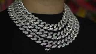 19mm White Gold Cuban Link Chain  Iced Out Jewelry  SKRT [upl. by Novek]