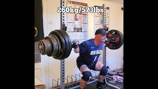 Squat From Pins 260kg573lbs attempt [upl. by Gnouhk257]